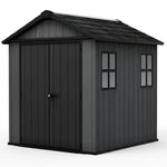 Newton 7’x7.5’ Plus Side Entry Plastic Shed Dark Grey